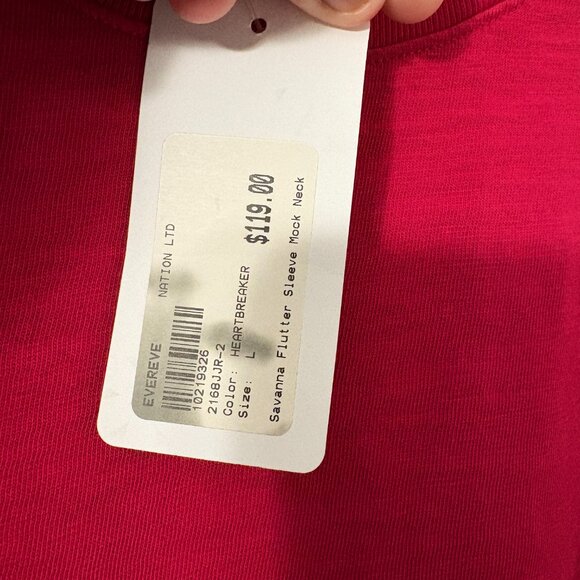 Nation LTD Savanna Flutter Sleeve Mock Neck Heartbreaker New Size Large Evereve - Picture 5 of 7